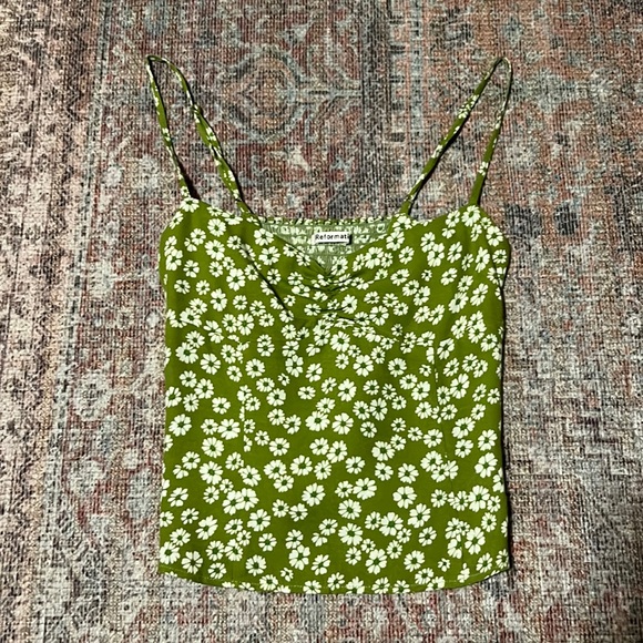 Reformation Thiago top in green floral size 2 - Picture 2 of 6